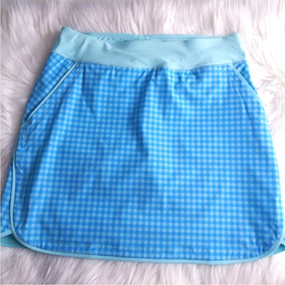 🏊🏼‍♀️💦LAND’S END Gingham 5" Swim Skort- Paradise Aqua Gingham